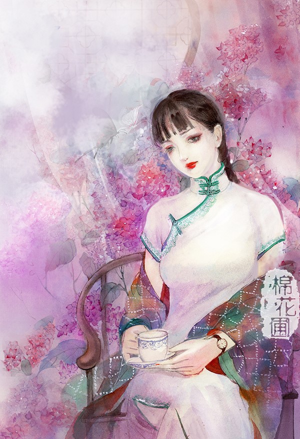 水彩旗袍女子图集，超美插画古风图片