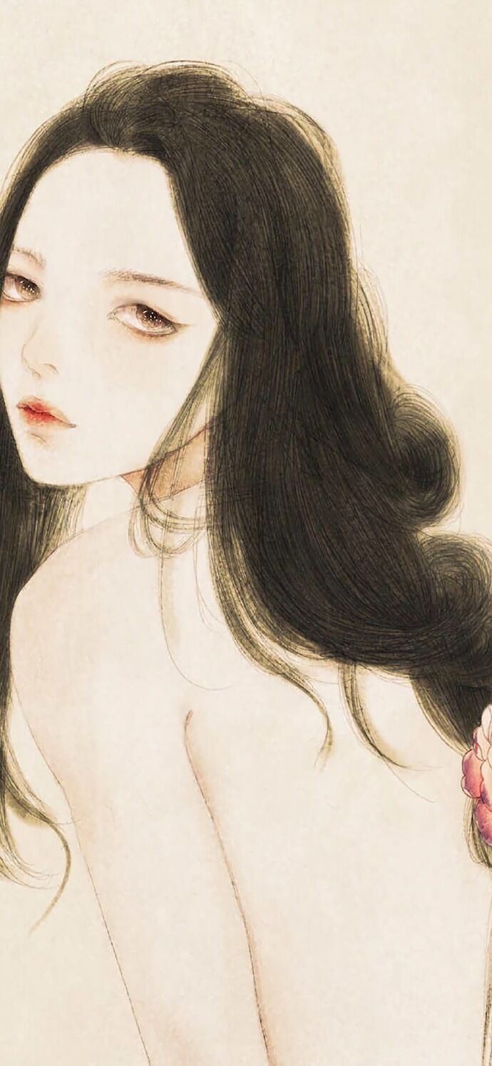 仕女古风手机壁纸插画，别样的古风女子风情