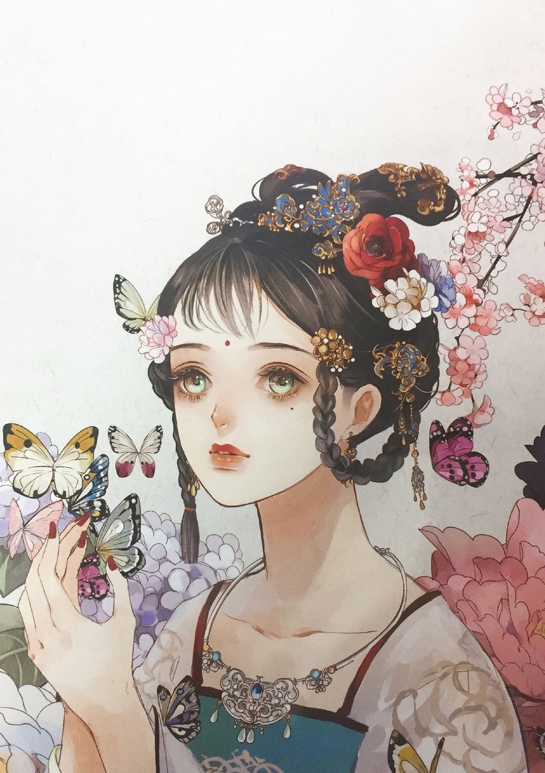 十款唯美古风图片：一组古风女子插画