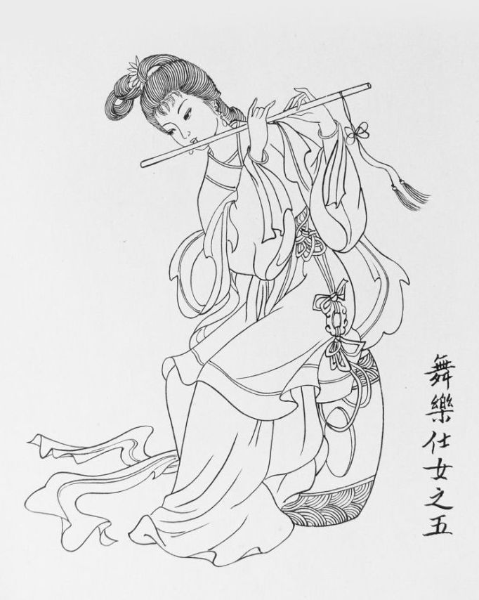 27幅白描仕女图：一笔一画勾勒出仕女美