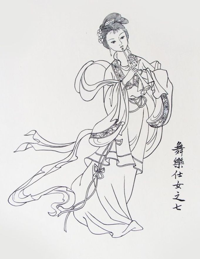 27幅白描仕女图：一笔一画勾勒出仕女美