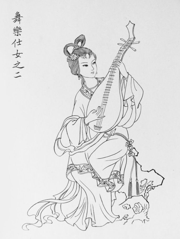 27幅白描仕女图：一笔一画勾勒出仕女美