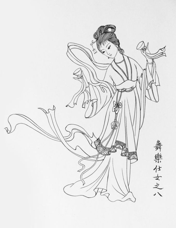 27幅白描仕女图：一笔一画勾勒出仕女美