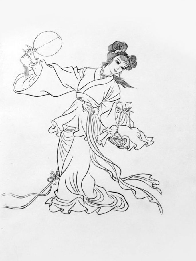 27幅白描仕女图：一笔一画勾勒出仕女美