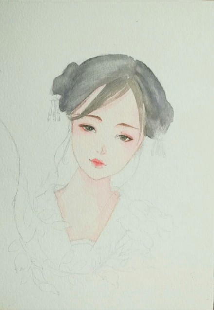 一组古风插画女子步骤图：画出唯美古风女子