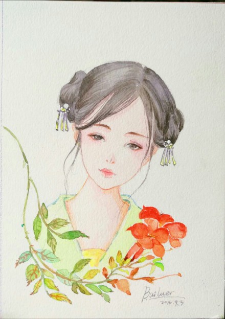 一组古风插画女子步骤图：画出唯美古风女子