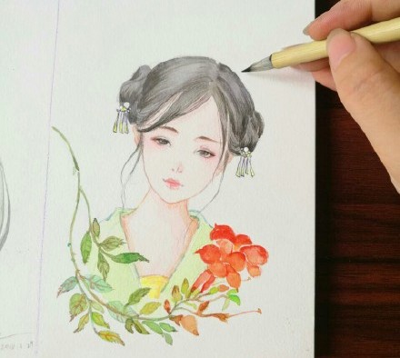 一组古风插画女子步骤图：画出唯美古风女子