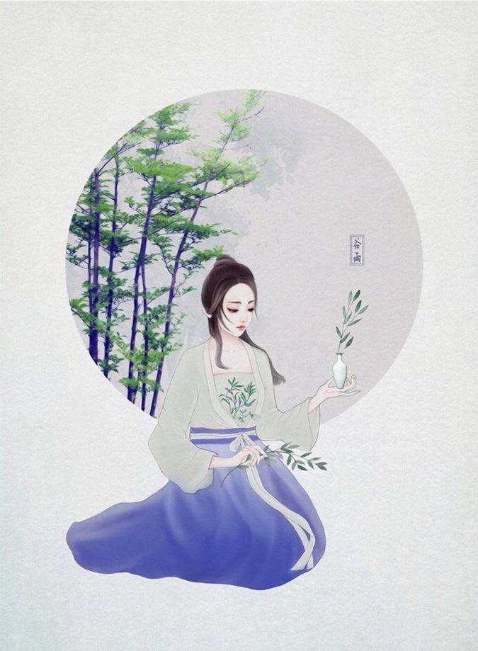 9款古风插画图片：二十四节气美人图