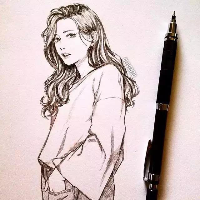 手绘铅笔人物插画，超级美吧！