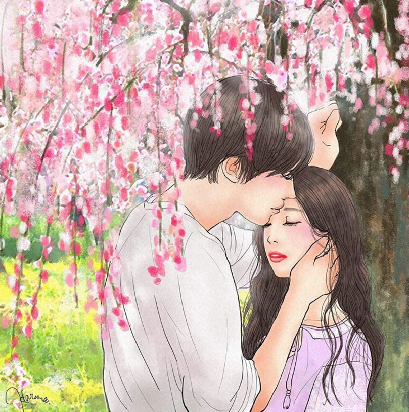 一组情侣情趣插画，充满诱惑的手绘插画