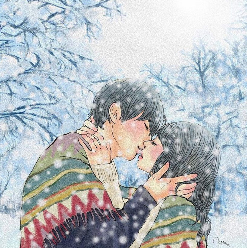 一组情侣情趣插画，充满诱惑的手绘插画