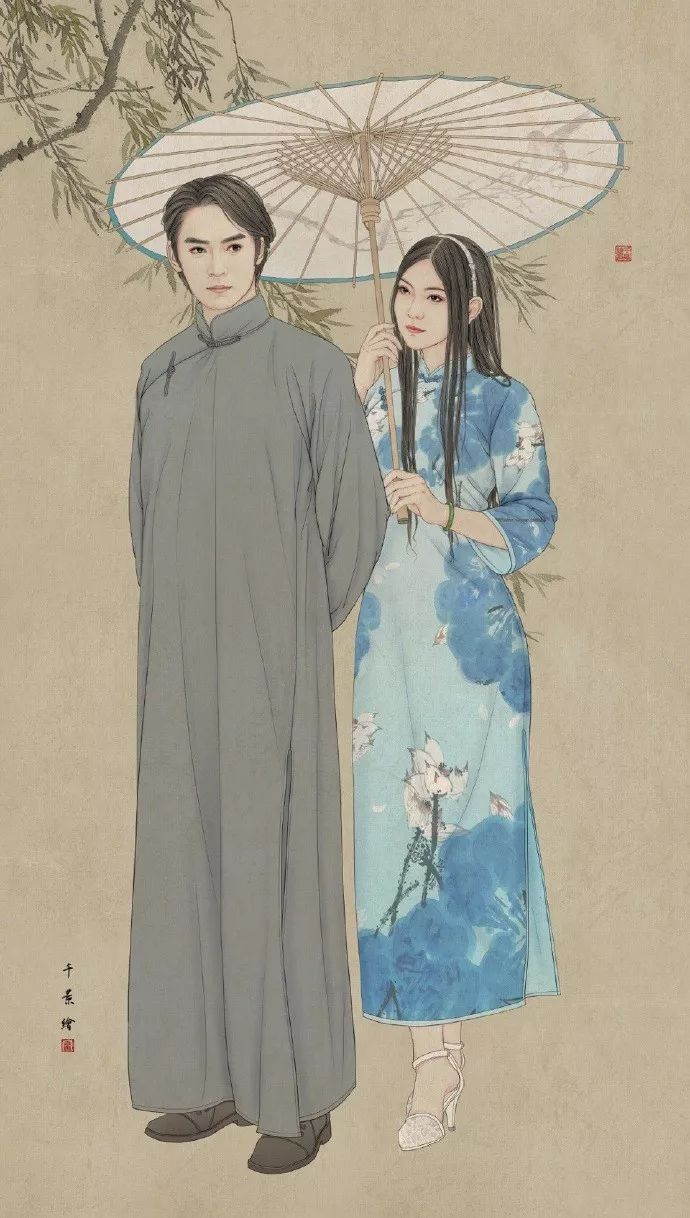 惊艳手绘插画：古风线条画出女子极致的美