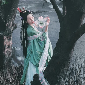 莲花花开女生头像，唯美古风真人头像