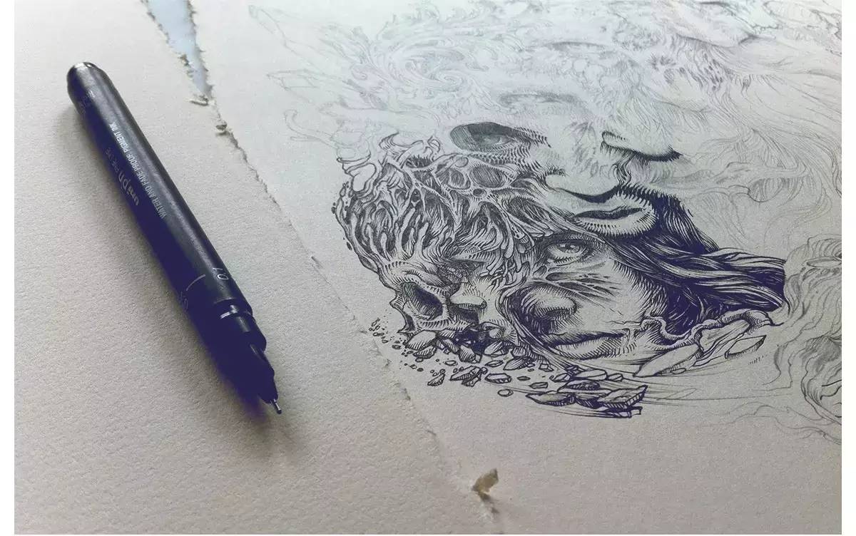 惊叹的黑白手绘插画，腻害了!