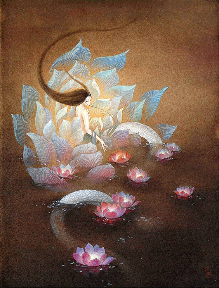 古典唯美插画：杉泽的中国风水墨百鬼图插画