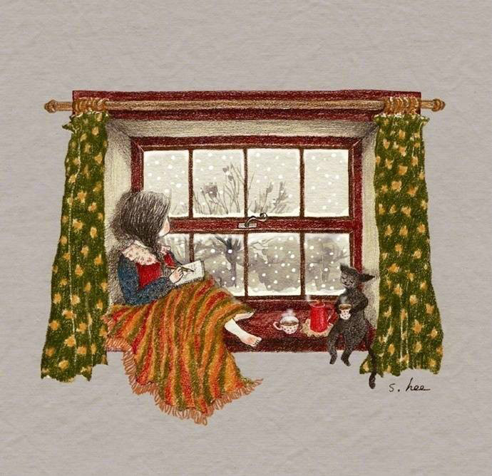 下雪了静静赏雪·手绘彩铅插画欣赏