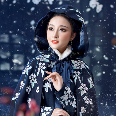 优雅赏雪带伞女生头像，唯美古风真人头像