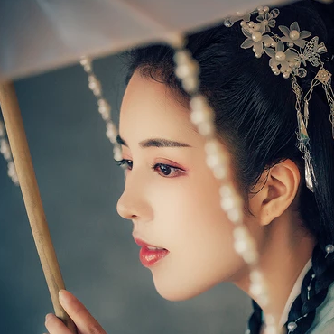 素雅笠纱女生头像，唯美古风真人头像