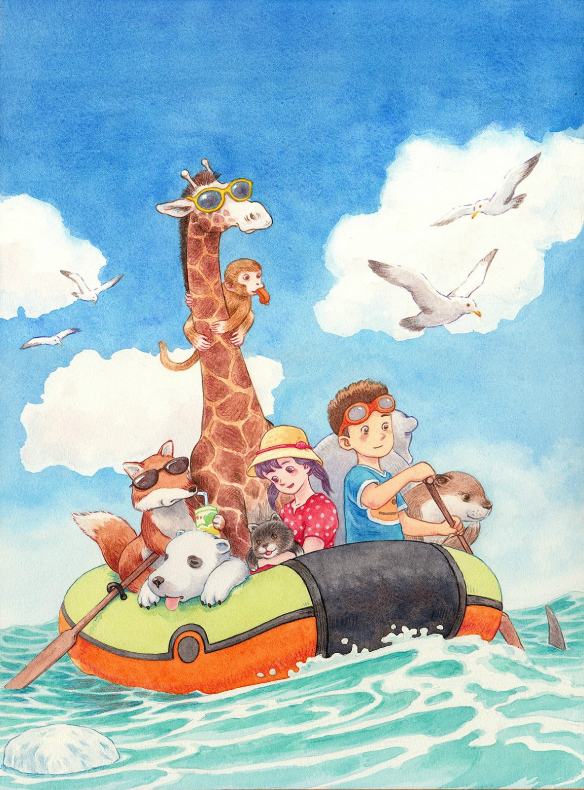 欢乐多姿的儿童世界，一组水彩儿童手绘插画