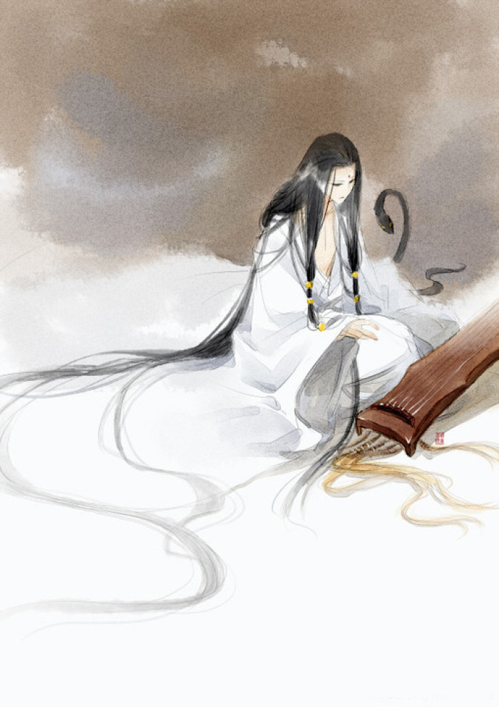 唯美人物插画，诗意中国风手绘插画