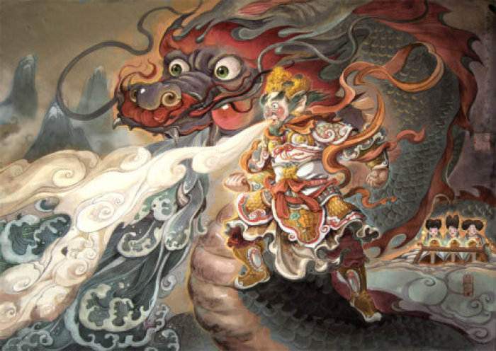 中国风年画插画，中国风手绘插画图片