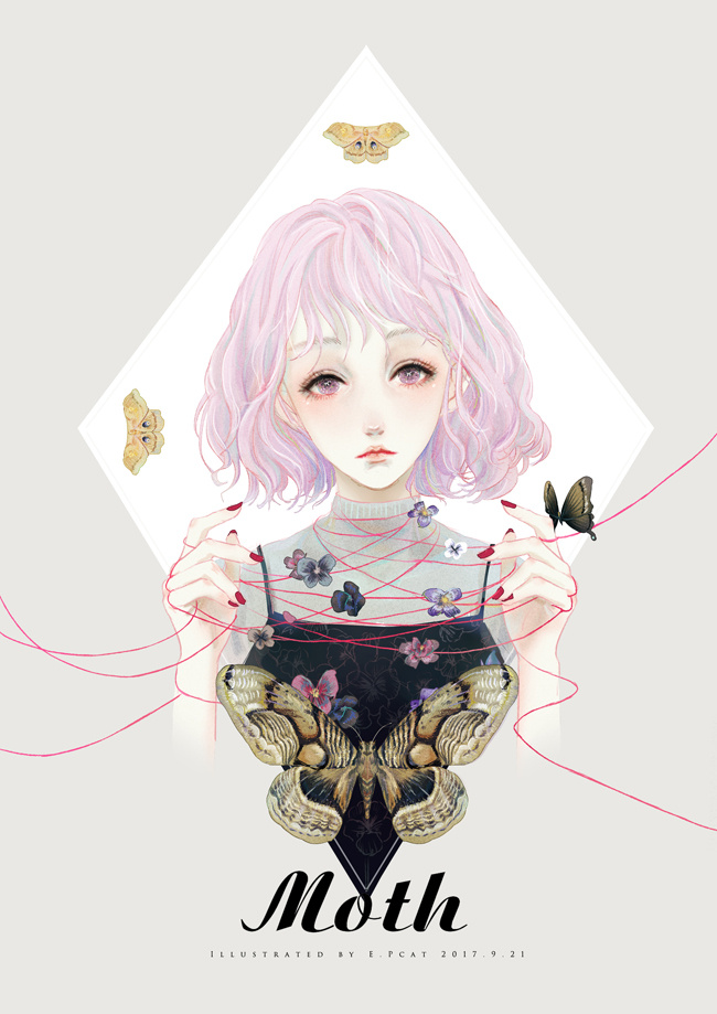 洋溢着青春的少女精美手绘插画