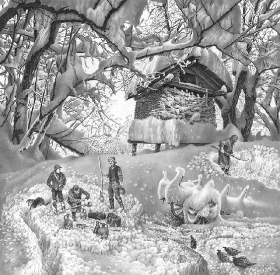 画雪成魔黑白插画:纯粹用心把一件事反复做
