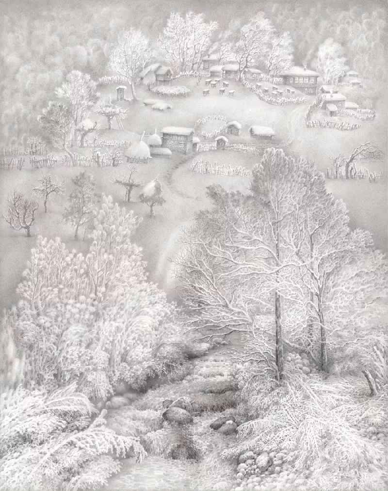 画雪成魔黑白插画：纯粹用心把一件事反复做