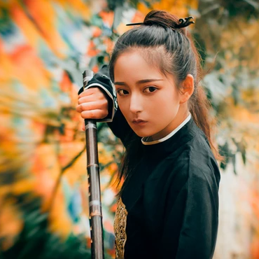 霸气带兵器侠客女生头像,唯美古风真人头像