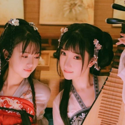 清新淡雅汉服闺蜜头像，唯美古风真人头像