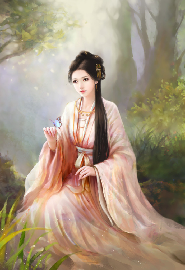 甜美可人古风美女插画立绘图片