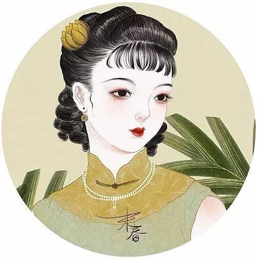 独特中国美，最美插画，肤如凝脂珠圆玉润民国