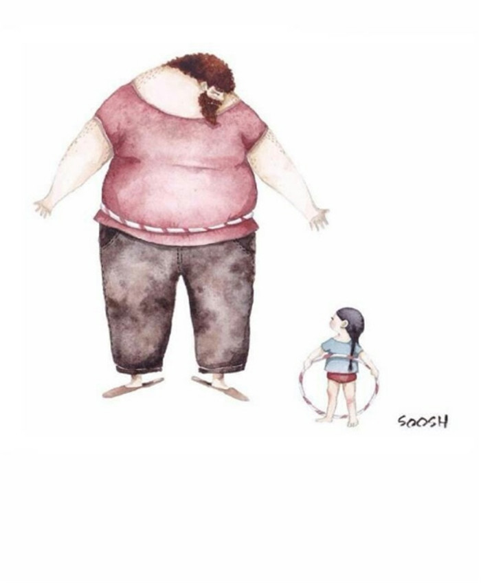 一组有爱的父亲与女儿插画欣赏