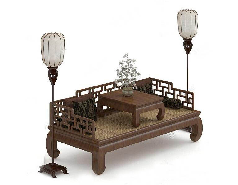 中式家具罗汉床3D模型