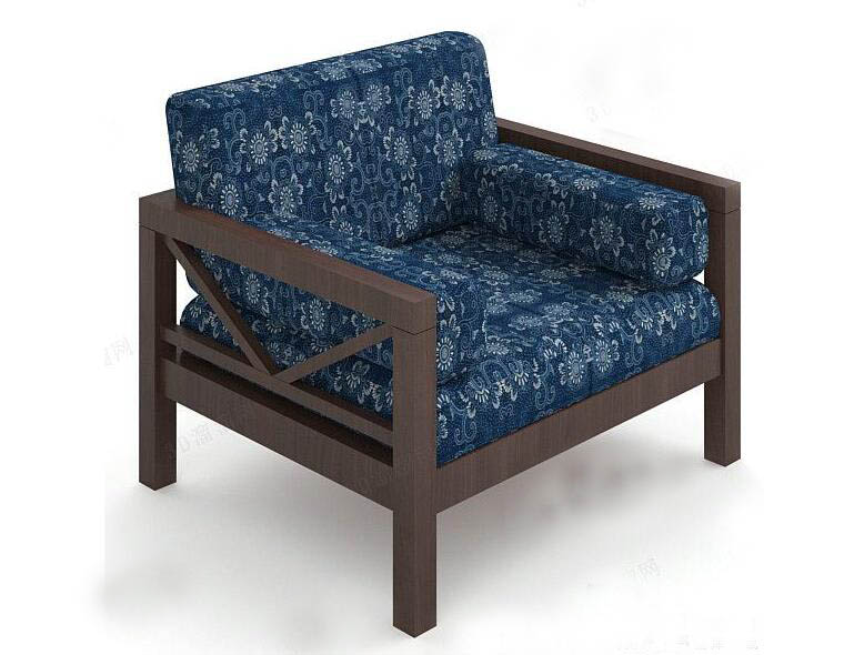 中式沙发3d模型，单人沙发