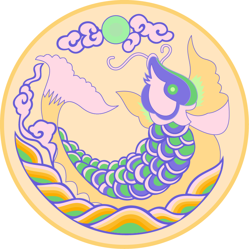 中国传统刺绣太阳鱼圆形图案，矢量素材