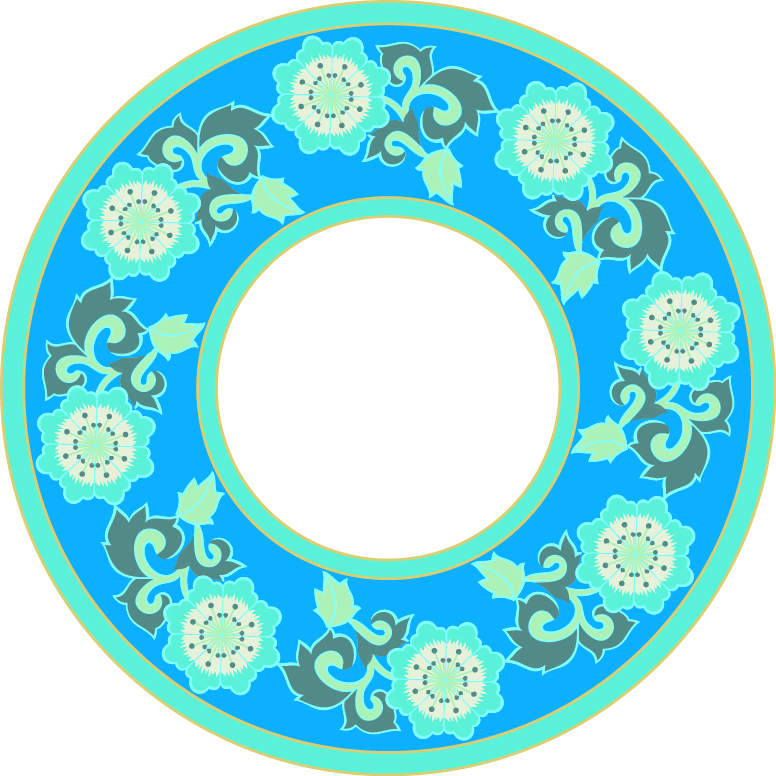 中国传统刺绣花边圆形图案，矢量素材