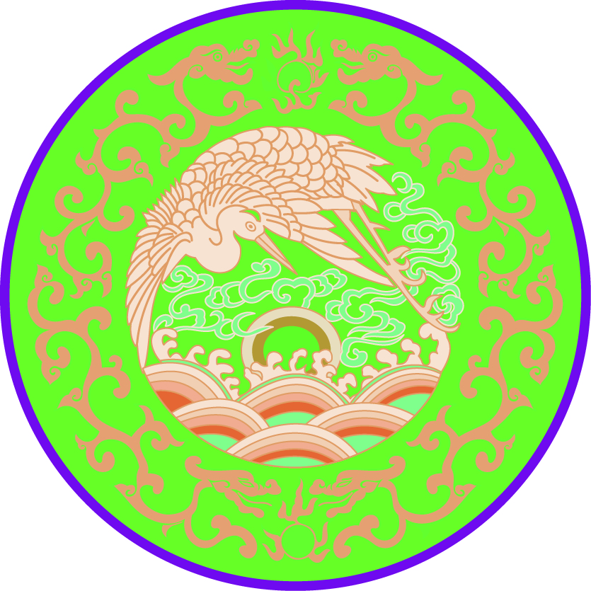 中国传统刺绣龙凤呈祥圆形图案，矢量素材