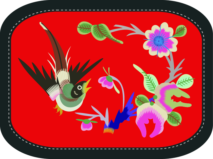 中国传统刺绣图案鸟语花香系列八，矢量素材