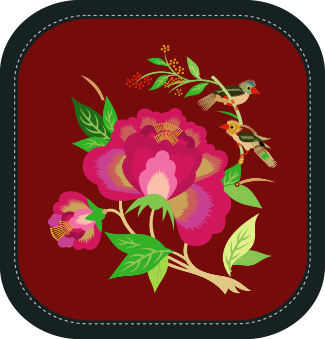 中国传统刺绣图案月季花卉系列一，矢量素材