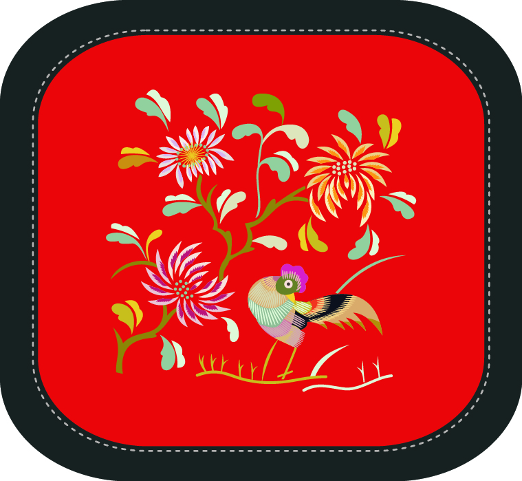 中国传统刺绣图案动物花卉系列二，矢量素材