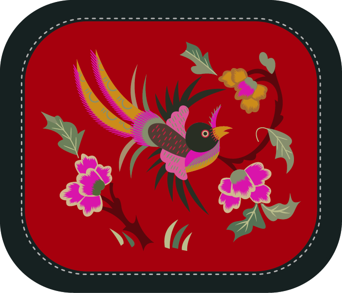 中国传统刺绣图案鸟语花香系列六，矢量素材