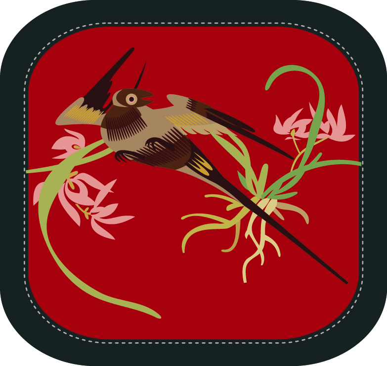 中国传统刺绣图案鸟类花卉系列三，矢量素材
