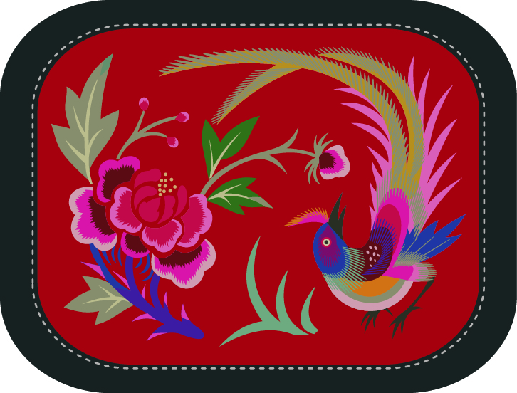 中国传统刺绣图案凤凰系列二，矢量素材