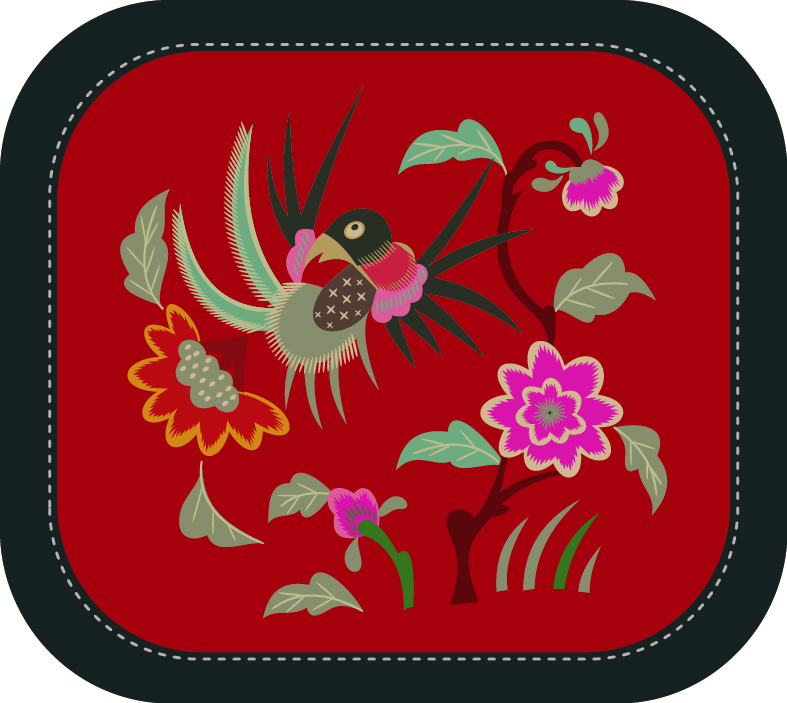 中国传统刺绣图案鸟语花香系列四，矢量素材