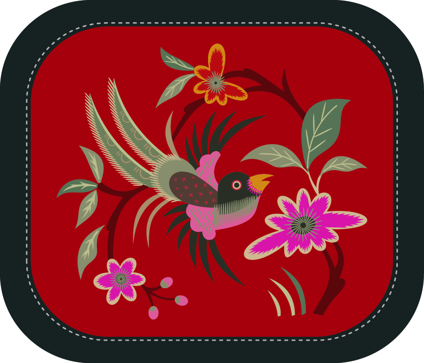 中国传统刺绣图案鸟语花香系列五，矢量素材