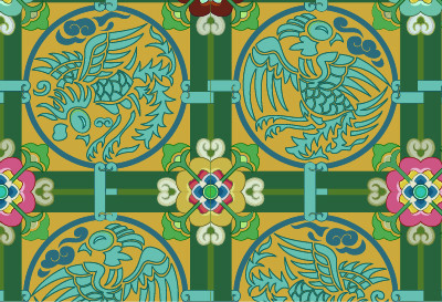 中国传统凤凰吉祥图案与配色，矢量素材AI图片