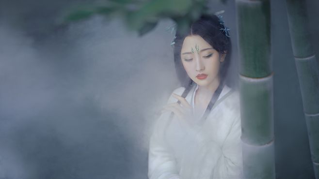 竹间女古风摄影：一榻清风，故山邂逅欣相遇